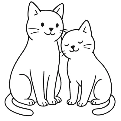 Amizade Felina: Dois Gatos Carinhosos para Colorir