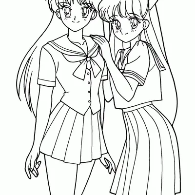 Desenho de Estudantes de Anime para Colorir