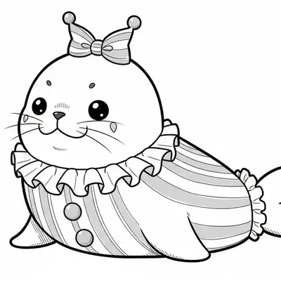 Show de Estilo: A Foca Palhaço com Laço para Colorir