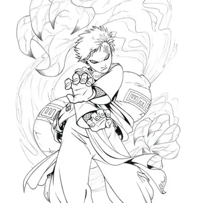 Desenho do Gaara com Jutsu de Areia para Colorir