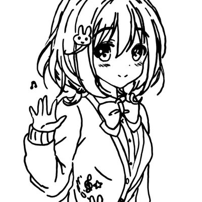 Desenho de Garota Anime com Cardigã e Acessórios para Colorir