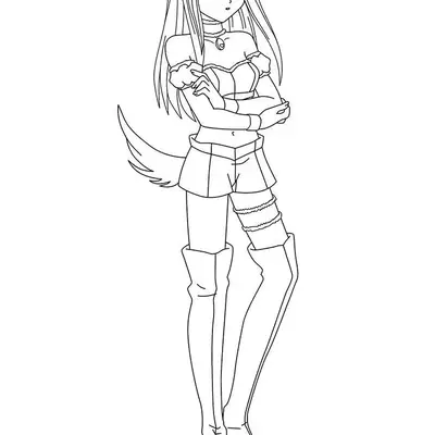 Desenho de Garota Gata Anime (Neko Girl) para Colorir