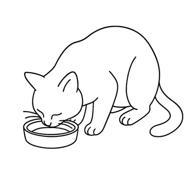 Hora do Lanche: Gatinho Bebendo Leite para Colorir