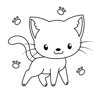 Passinhos de Fofura: Gatinho e suas Patinhas para Colorir
