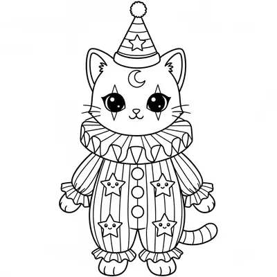 Miauravilhoso: O Gatinho Palhaço para Colorir