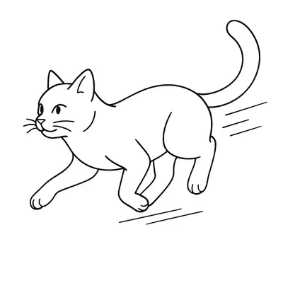 Velocidade Felina: Gato Correndo para Colorir