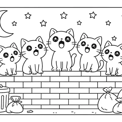 Coral de Gatinhos: Show no Muro para Colorir