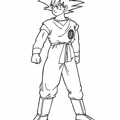 Desenho do Goku com Uniforme de Artes Marciais para Colorir
