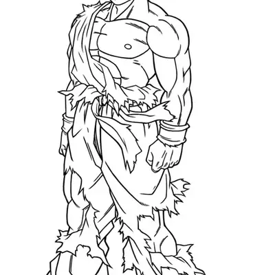 Desenho do Goku Super Saiyajin em Pose de Batalha Final