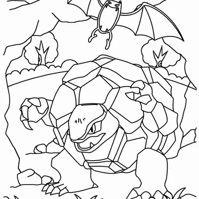 Desenho de Golem e Zubat na Natureza para Colorir