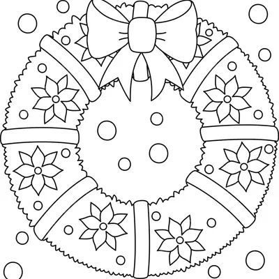Decoração de Porta: Guirlanda de Natal para Colorir