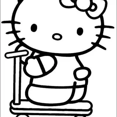 Desenho da Hello Kitty no Patinete para Colorir
