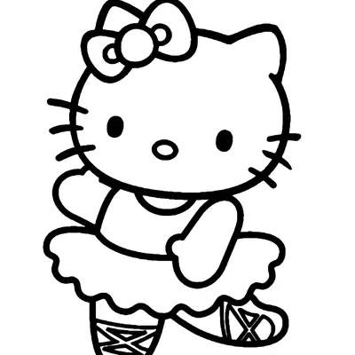 Hello Kitty Vestida de Bailarina para Colorir