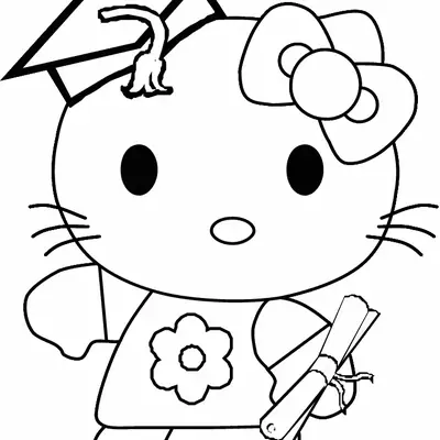 Desenho da Hello Kitty Formanda com Diploma para Colorir