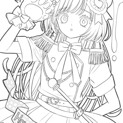 Desenho da Honey Hunter com Acessórios de Urso para Colorir