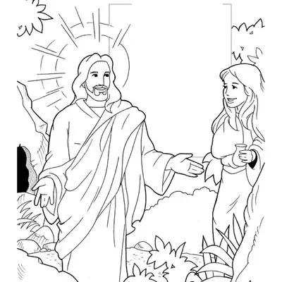 Água da Vida: Jesus e a Samaritana para Colorir
