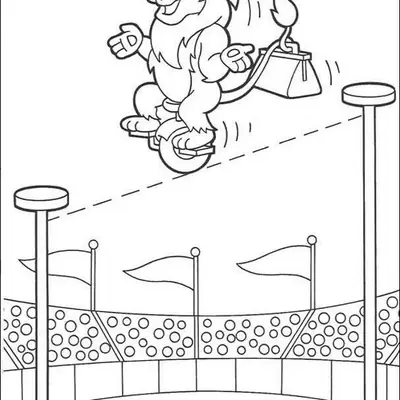 O Rei da Corda Bamba: Leão no Monociclo para Colorir