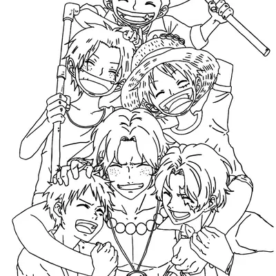 Desenho dos Irmãos Luffy, Ace e Sabo para Colorir