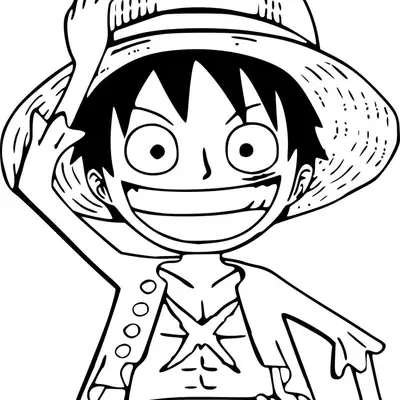 Desenho do Luffy Segurando o Chapéu (One Piece) para Colorir