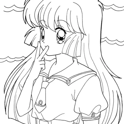 Desenho de Menina Anime na Praia para Colorir