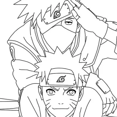 Desenho do Naruto e Kakashi (Ninja) para Colorir