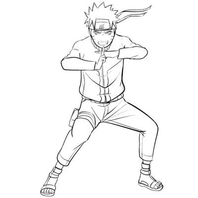Desenho do Naruto Uzumaki em Pose de Jutsu para Colorir