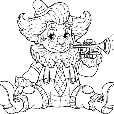 Melodia da Alegria: O Palhaço Músico para Colorir