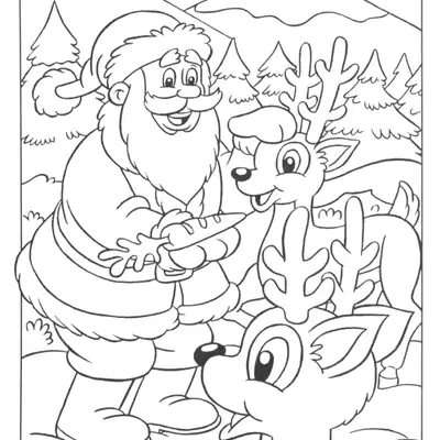 Lanche das Renas: Papai Noel na Neve para Colorir
