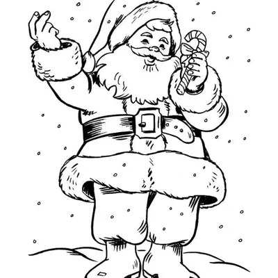 Magia no Gelo: Papai Noel e a Bengala Doce para Colorir