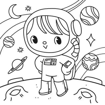 Aventura Espacial: Pequeno Astronauta para Colorir