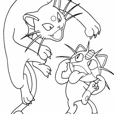 Desenho de Persian e Meowth para Colorir