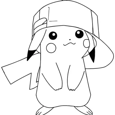 Desenho do Pikachu com Boné para Colorir
