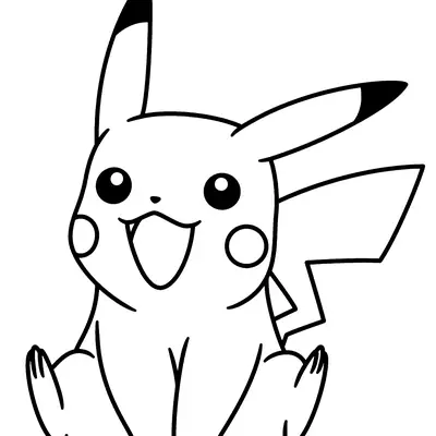 Desenho do Pikachu Sentado (Pokémon) para Colorir