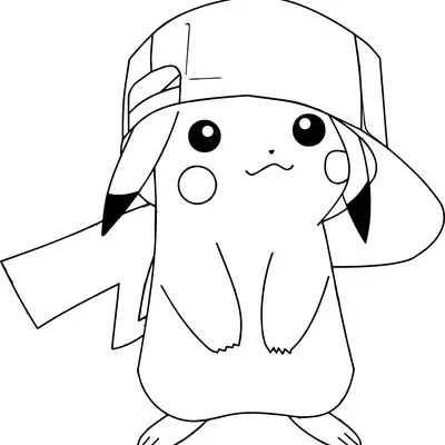 Desenho do Pikachu com Boné (Pokémon) para Colorir