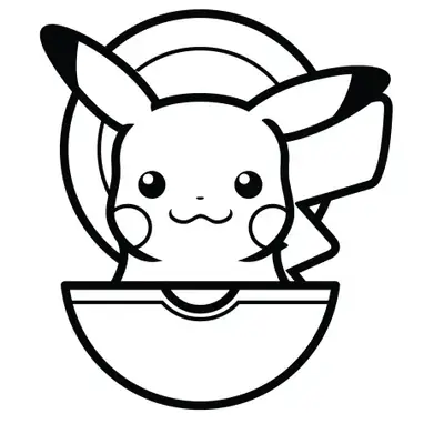 Desenho do Pikachu na Pokébola (Pokémon) para Colorir
