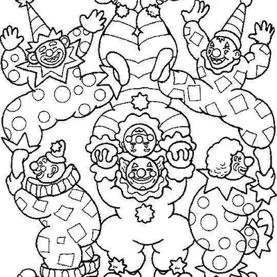 O Grande Número de Acrobacia: Pirâmide de Palhaços para Colorir
