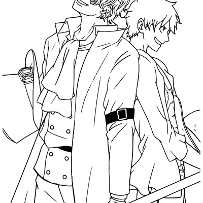 Desenho do Sabo e Luffy (One Piece) para Colorir