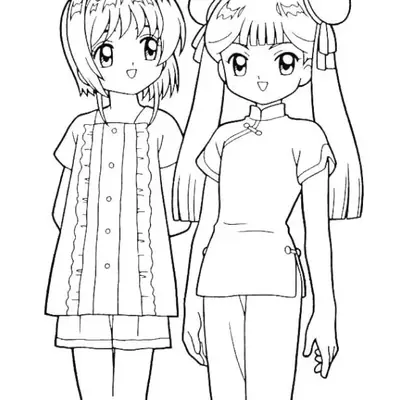 Desenho de Sakura Kinomoto e Meiling Li para Colorir