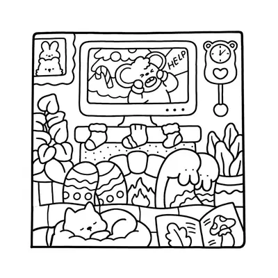 Noite de Inverno: Sala Aconchegante e Amigos Fofos