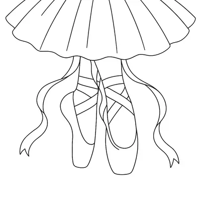 Close de Sapatilhas de Ponta e Saia de Ballet para Colorir