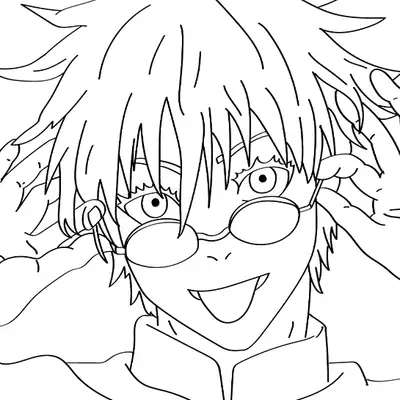 Desenho de Satoru Gojo (Jujutsu Kaisen) com Óculos para Colorir