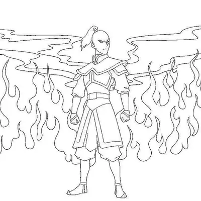 Desenho do Príncipe Zuko com Dobra de Fogo para Colorir