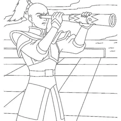 Desenho do Príncipe Zuko em Vigilância com Telescópio para Colorir