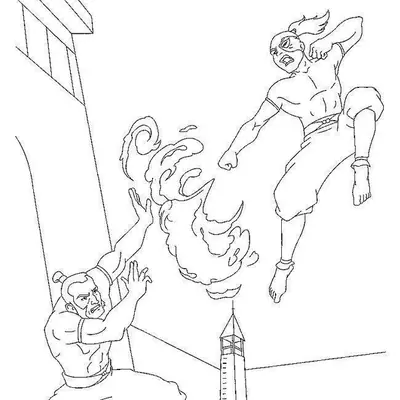 Desenho do Treinamento de Dobra de Fogo: Zuko vs Iroh para Colorir